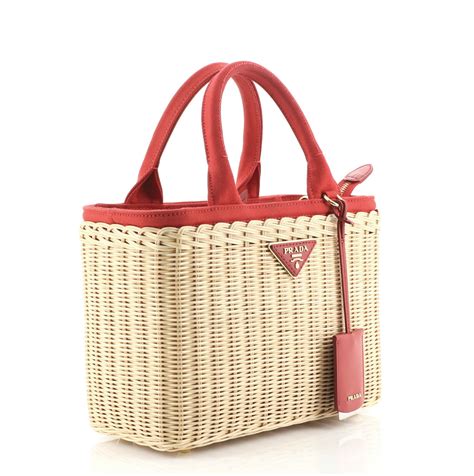 prada mini wicker bag|used wicker prada handbags.